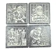Crazy Funny Naughty Santa Claus Lot of 4 Slate Coasters Jail Arrested Thief