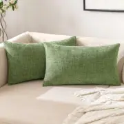 Pack of 2 Soft Chenille Throw Pillow Covers 12x20 Inch (Pack of 2) Sage Green