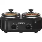 Double Slow Cooker,2 Pot Small Mini Crock Buffet Servers and Warmer