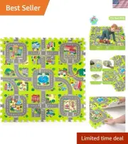 Versatile Interlocking Foam Play Mat for Toddlers - Non-Toxic City Track