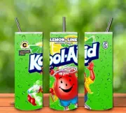 KOOL-AID LEMON LIME 20oz Skinny Insulated Custom Tumbler Lid Straw