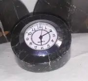 LAST ONE! BLACK MARBLE CLOCK FRESH QTZ MOVEMENT SECOND HAND DESKTOP 45 # 4032
