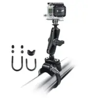 RAM Strap Clamp Roll Bar Mount with 1" Ball & GoPro® Hero Adapter - Long (150mm)