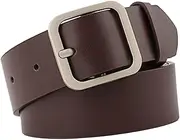 [FOMIYES] 1pc Adjustable Leather Belt with Square Buckle Casual Fashion Accessory for Waist Hips Coffee Color with Stylish for Her