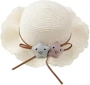 [Healeved] Generous Fit Boys and Girls Summer Hat Straw Weaving Sun Hat Wide Brim for Boy Girl's Outdoor Fun White