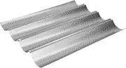Baguette Pan, Perforated Bread Tray Nonstick Baguette Baking Tray 15" X 12.8" Multi‑Grooves Design Cooking Bakers Molding, Baking for Bread Loaves(Four Slots)