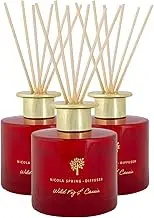 Nicola Spring Wild Fig & Cassis Scented Reed Diffusers - 200ml - Pack of 3 - Aromatherapy 6 Sticks Air Freshener Home Fragrance Diffuser Fragrant Gift Set for Kitchen, Bathroom, Home