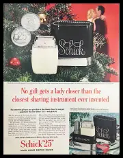 1955 Schick Electric Shavers feat. Robert Montgomery Show Vintage Print Ad