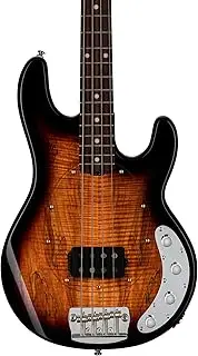 Sterling by Music Man StingRay RAY34 Spalted Maple 4-String Bass Guitar in 3 Tone Sunburst