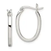 Sterling Silver 2.00mm Square Tube Oval Hoop Earrings