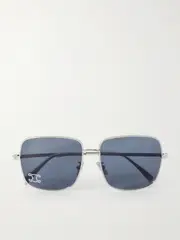 [CELINE Eyewear] CELINE Eyewear - Triomphe Crystal-embellished Square-frame Silver-tone Sunglasses - One size One size Silver