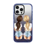 iPhone 16 Pro Max Impact Case MagSafe Compatible Denim Besties BFF Fashion Illustration