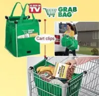 在飛比找Yahoo!奇摩拍賣優惠-TV新品 綠色環保GRAB BAG 購物袋 手推車購物袋 超
