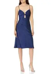 Aidan Aidan Mattox womens Lurex Knit Knee Length Dress 2 Blue Fit and Flare $220