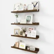 Picture Ledge Shelf, Wood Floating Shelves Set of 4, 24 inch Picture 24" Walnut