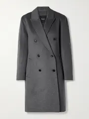 [Theory] Theory - Double-breasted Wool And Cashmere-blend Felt Coat - Charcoal - large large Gray