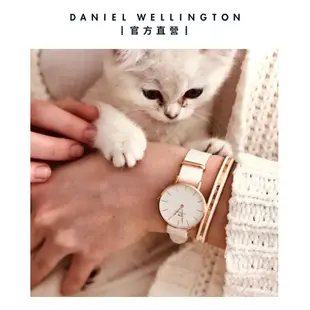 Daniel Wellington 錶帶 Petite Dover 純淨白織紋錶帶-玫瑰金(DW00200167)/ 18mm-適用36mm手錶