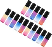 EPIGEIST 15pcs Gradient Color Roller Bottles Portable Glass Containers for Essential Oils Perfumes Refillable Leak Design for Home Travel Use Random Colors