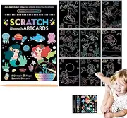 Rainbow Scratch Paper Kit,Rainbow Scratch-Off Craft Kit | Odorless Scratch-Off Craft Kit for Gifts, Girls Boys Buniq