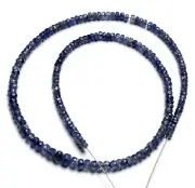 Natural Blue Sapphire Gems 3 to 4.5 mm Size Faceted Rondelle Beads 14" Strand