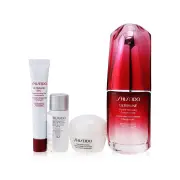 Shiseido Ultimate Hydrating Glow Set: Ultimune Power Infusing Concentrate 30ml + Moisturizing Gel Cream 10ml + Eye Concentrate 5ml + SPF 42 Sunscreen 7ml 4pcs