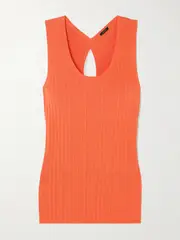 [Joseph] Joseph - Cutout Ribbed-knit Tank - Orange - x large x large Orange