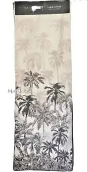 Tahari Palm Trees 16x90" Table Runner Black White Beach House Tropical Summer