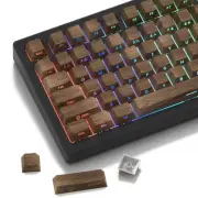 Side Printed - Double Shot PBT keycap Set,Brown Shine Through Custom keycap 7...