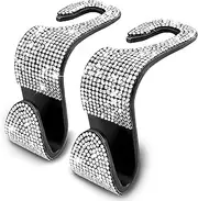 Car Seat Headrest Hook,Bling Car Hooks Car Purse Bag Holder Universal Car Accessories Hangers (White)