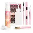 False Eyelash Extensions 30D/40D complete DIY lash cluster kit with Shampoo Kit