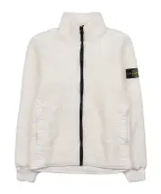 Stone Island Junior Compass-Patch Sherpa Zipped Jacket 8Y,6Y,14Y,12Y,10Y ivory