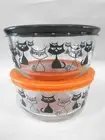 ❤️ 1 PYREX CATS 4 Cup HALLOWEEN STORAGE Bowl Spooky Scary *BLACK or ORANGE
