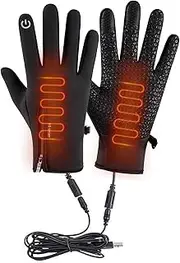 [Generic] USB Rechargeable Heating Gloves, Touchscreen Snowboard Gloves | Winter Thermal Gloves Ski Gloves for Women Men Ski Touring, L, riferimento alla descrizione