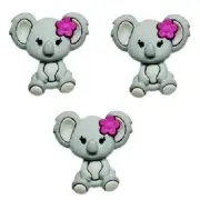 Koala Girl (3 pcs) - Animal Buttons - Shelly's Buttons - Craft Sewing Scrap