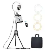 12’’ Ring Light with Tripod Stand (72’’ Tall) & iPad/Phone Holder, Metal 1