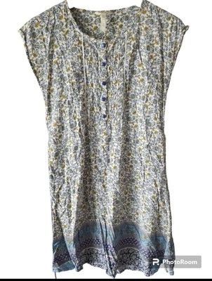 MATILDA JANE Belted Short Sleeve Half Button Front Floral Print Midi Dress Large