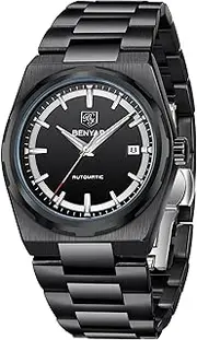 [PAGRNE DESIGN] Benyar Men's Watch Automatic Mechanical Watch Stainless Steel Bracelet Luminous Waterproof Classic Simple Business Elegant Calendar