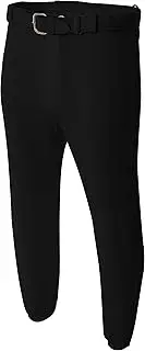 [A4] NB6195 Youth Double Play Polyester Elastic Waist With Belt Loops Baseball Pant Black Xs
