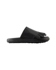 Camper Wavy Design Leather Slides Women Black Flats