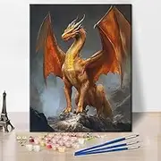 TUMOVO DIY Dragon with Orange Wings, Abstract Adult Paint by Numbers on Canvas Wall Art, 16x20 inch for Adults Beginner