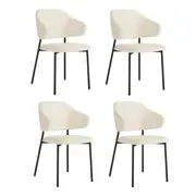 Oikiture 4PC Dining Chair Sherpa White&Black