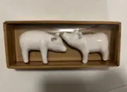 Kitchen Basics Ceramic White PIG SALT & PEPPER SHAKERS Farmhouse NEW