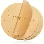 200pcs 8in Air Fryer Parchment Paper Liners, Unbleached Disposable Airfryer Liners, Non Stick Perforated Parchment Sheets, Round Bamboo Steamer Paper for Cake Pan Basket Baking Ovening