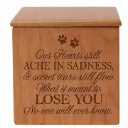Wooden Memorial Cremation Urn Box For Pet Ashes 3.5 in - Our Heart Still Aches