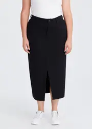 [Virtuelle] Taking Shape Ponte Front Split Midi Skirt Size 26 in Black - Plus Size Women's Clothing Black