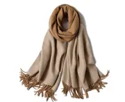 Ladies'Classic Checked Scarf With Thicker Fringed Shawl - 5