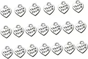 [Beatifufu] 20pcs Heart Shape Lettering 'thank You' Charms for Diy Jewelry Making Necklace Bracelet Set