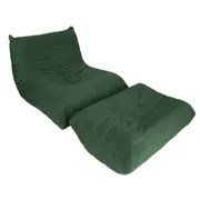 Armless Fireside Chair,Oversized Soft Caterpillar Floor Lounge Chair, Comfy Lazy Sofa ChairCozy Lounge Chair with Ottoman (Green)
