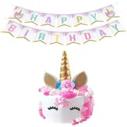 Unicorn Birthday cake topper and Banner USA Seller