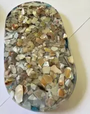 Resin Tray custom made- one-of-a-kind art-shell chips & stone trinket Dish